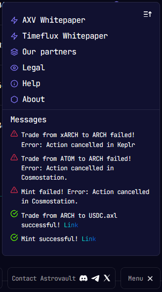 Footer Menu Messages